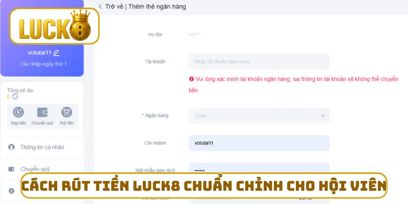 Cách rút tiền LUCK8 chuẩn chỉnh cho hội viên